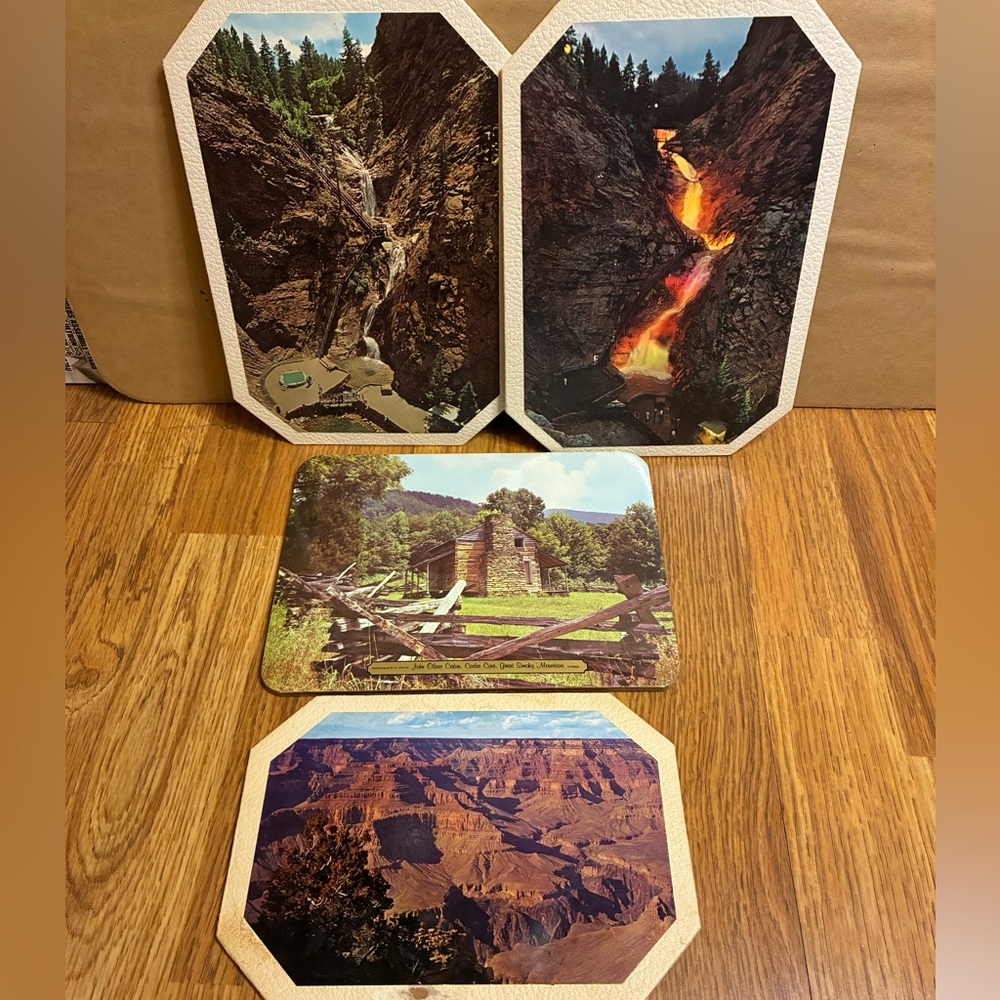 Vintage 80's Colorado And Grand Canyon Souvenirs Cards And Hotplate Home Decor
